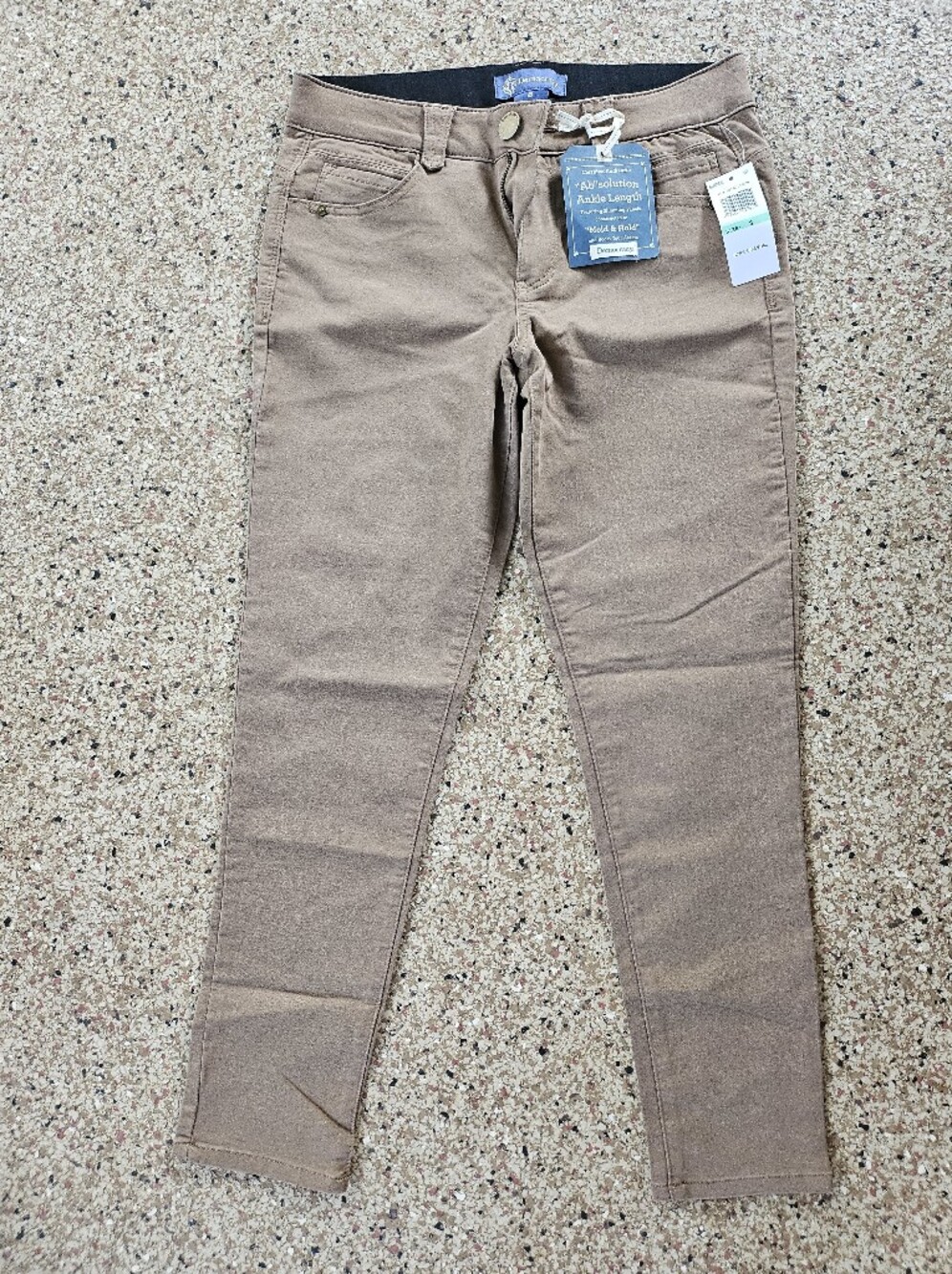 New Democracy "Ab" Solution Ankle Length Taupe Tan Mold & Hold Pant 8